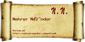 Nehrer Nándor névjegykártya
